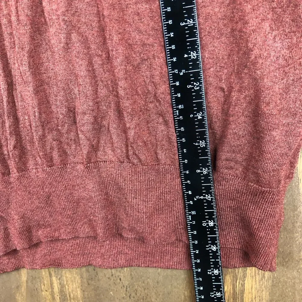 Banana Republic Mens Sweater Burnt Orange Brown V Neck Silk Cashmere Blend XL
